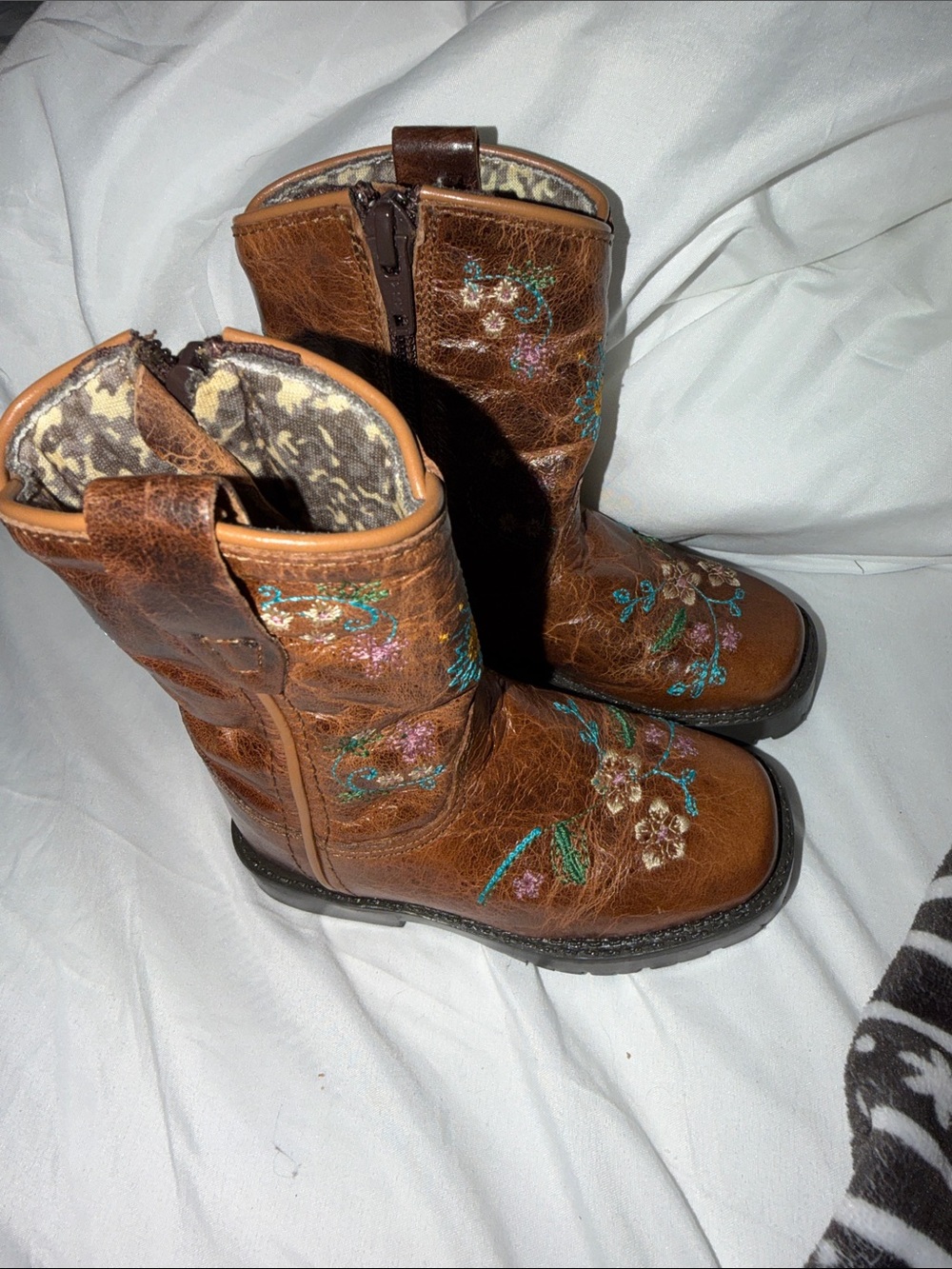 Shyanne Brown Embroidered Kids Boots
